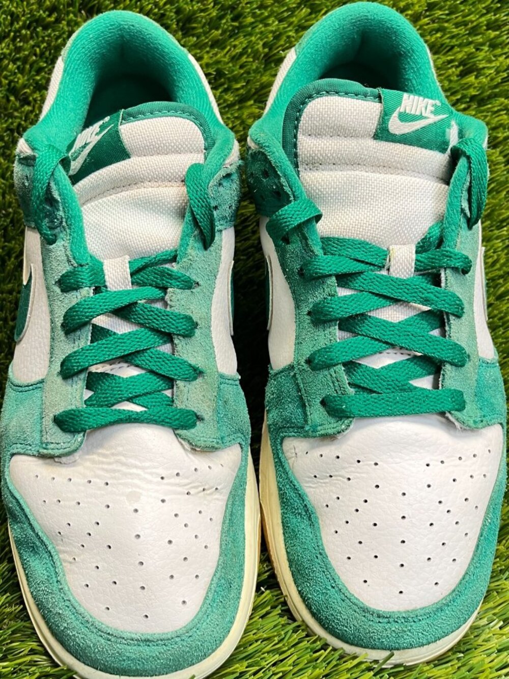 Nike Dunk Low SE Mens Size 9 White Green Gum Athletic Leather Shoes Sneakers - Picture 11 of 12
